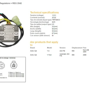 DZE regulátor napětí ARCTIC CAT 650 04-06 (OEM-0430-035, 0430-046) 12V35A Značkový