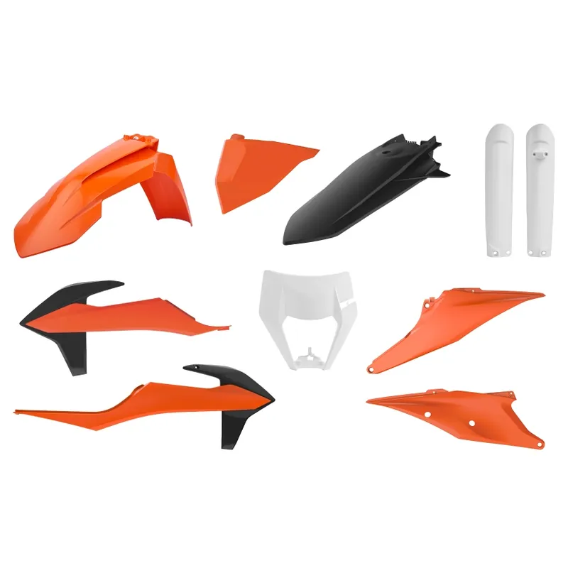 POLISPORT kompletní sada plastů (FULL KIT) KTM EXC/EXC-F TPI 20-23 v sadě kryt světla (8668600002) a kryty tlumičů (8398600003) barva oranžová černá Doprava Zdarma