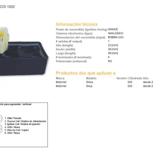 Vrácení Zdarma DZE jednotka zapalování CDI MOTOMET SIRIUS 200/250 13