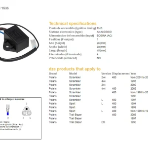 DZE jednotka zapalování CDI POLARIS SCRAMBLER 400 95-02; sport 400 94-97; TRAIL BLAZER 400 96-03 Nejlepší Cena