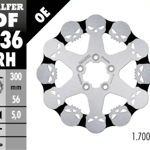 Horká Nabídka GALFER brzdový kotouč zadní HARLEY-DAVIDSON (300X56X5) SKULL (motiv lebky)