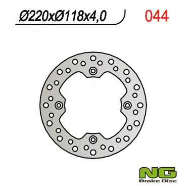 Expresní Doručení NG brzdový kotouč zadní SUZUKI DR 350 99, DR 250 96-00, DRZ 250 01-07, TS 125 89-94 (220X118X4mm) (4X10,5mm)