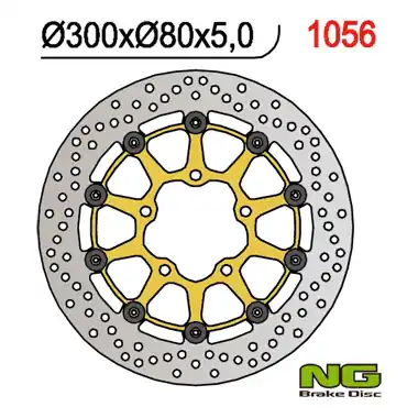 NG přední brzdový kotouč KAWASAKI ER6 F/N, ZX 10R 04-15, ZX6R 05-18, KLE 650 VERSYS 07-22, s 750 (300X80X5mm) (5X10,mm) plovoucí Originální
