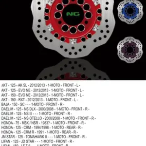NG přední brzdový kotouč DAELIM 125 00-08, PEUGEOT 125 SUM 09-12, zadní HONDA CRM 125 91-98 (220X58X4) (3X85mm) WAVE Originální
