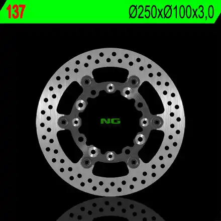 NG přední brzdový kotouč KAWASAKI KX 125/250 89-05, KLX 250/300/650R 93-07, SUZUKI RMZ 250 04-06 (plovoucí) (250X100X3) (4X6,5mm) plovoucí Originální