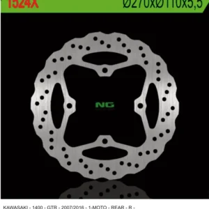 Ruční Výroba NG brzdový kotouč zadní KAWASAKI GTR 1400 07-18 (270X110X5,5mm) (4 otvory 10,5mm) WAVE