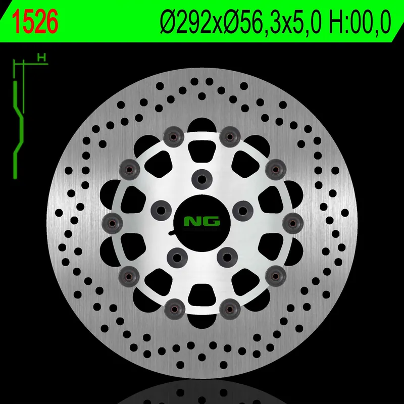 NG brzdový kotouč zadní HARLEY DAVIDSON SOFTAIL 1690/1800 12-17, DYNA 00-17, sportSTER 00-13, TOURING 0008 plovoucí (292X56,3X5,0mm) (5X10,5mm) Nakupujte Hned