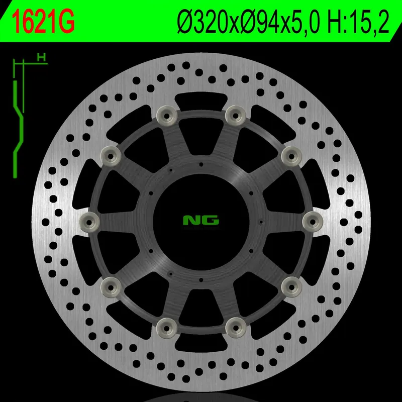 Nejprodávanější NG přední brzdový kotouč HONDA CBR 1000RR 09-16 (ABS) SRODEK hliníkový (320X94X5,0mm) (6X6,5mm) - nahrazuje NG1283