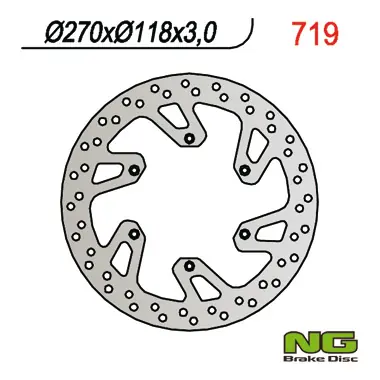 NG přední brzdový kotouč SUZUKI DRZ 400 E/S 00-09, RM 125/250 96-08, YAMAHA YZ/YZF/WR (270X118X3,0mm) (6X6,5mm) Rychlé Dodání
