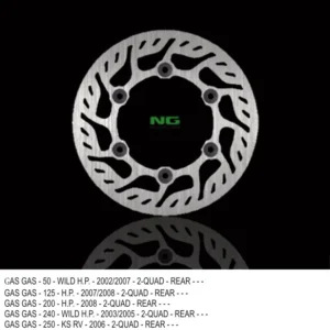NG brzdový kotouč zadní GAS GAS 50/125/200/250/300/450/500/515 (220X108X4,5) Dokud Zásoby Vydrží