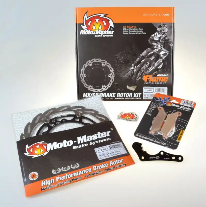 Must-Have MOTO-MASTER brzdová sada do KTM `08-24, HUSQVARNA 14-24 (třmeny BREMBO) obsahuje :kotouč plovoucí 270mm (112083), adaptér (211045) i destičky KH181 M:22 (093022)