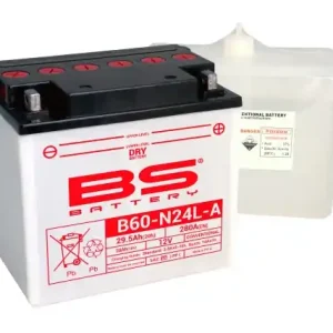 Novinka BS akumulátor B60-N24L-A (Y60-N24L-A) 12V 28AH 184X124X175 obsluhovaný - elektrolyt zvlášť 280A (2) UE2019/1148 (310539)