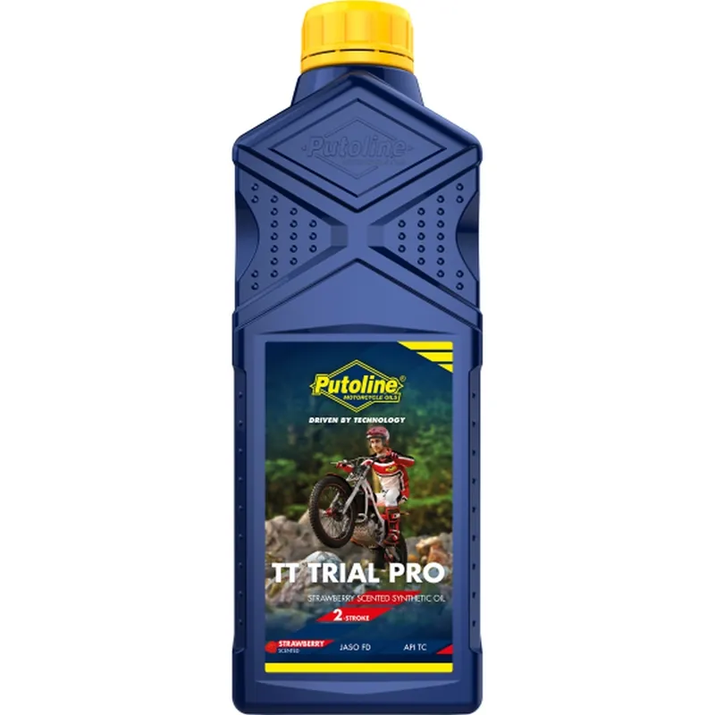 Ruční Výroba PUTOLINE 2T směsný olej 100% TT TRIAL PRO SCENTED 1L (jahoda) (AKC)