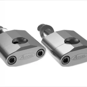 ACCEL držáky/zvedáky na řidítka (22,2mm) výška 34mm se šroubem M12 barva stříbrná (BM-02SV22) Limitovaná Edice