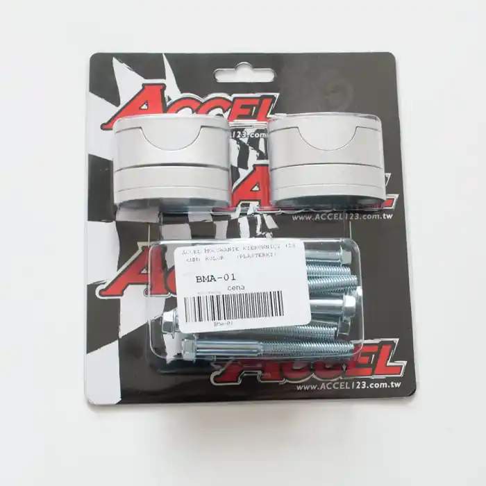 ACCEL držáky/zvedáky na řidítka (spodní-28,6/horní-28,6mm) (plastery 18+5+10+6=39mm) barva stříbrná (BMA-01SV) Exkluzivní