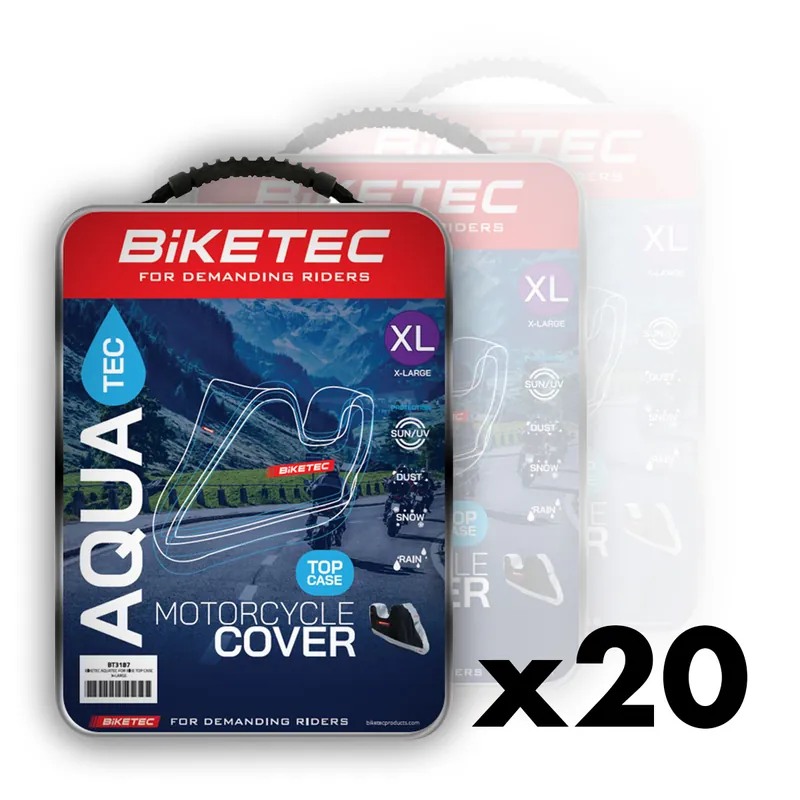 BIKETEC balíček 20 (krycích) vodotěsných obalů AQUATEC pro motocykl s prostorem na zadní kufr barva černá/šedý rozměr S Celosvětová Doprava