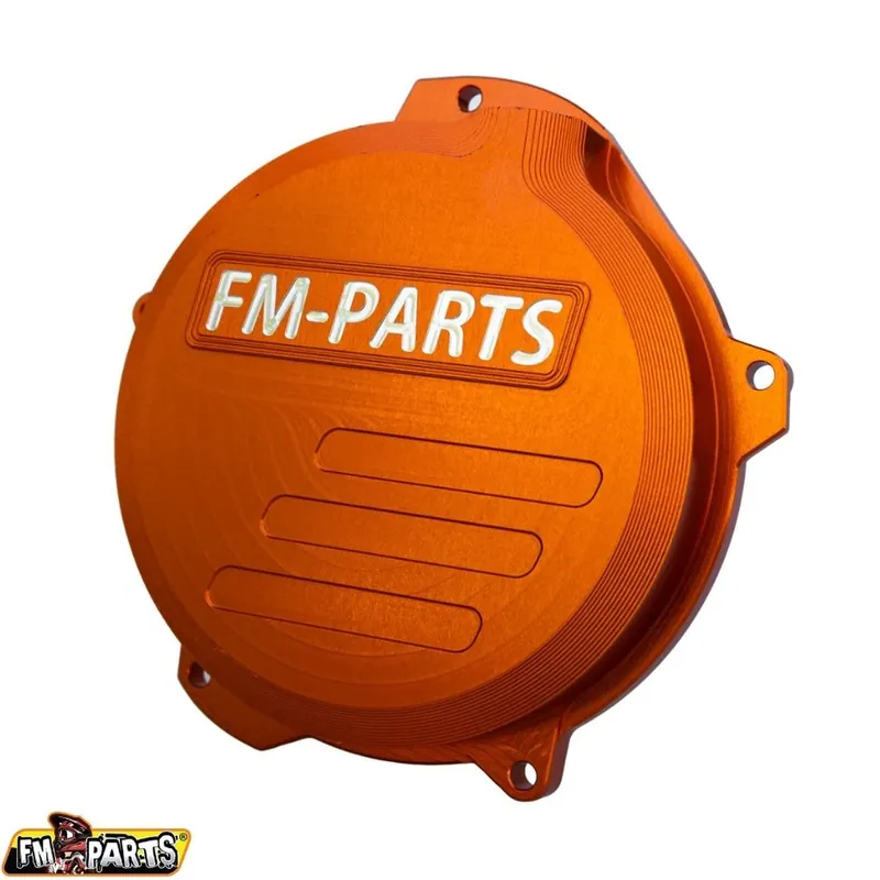 FM-PARTS kryt spojky (dekl) zesílená CNC 6082 hliník KTM / HUSQVARNA / GAS GAS 250/300 24 TBI barva oranžová Víkendová Akce
