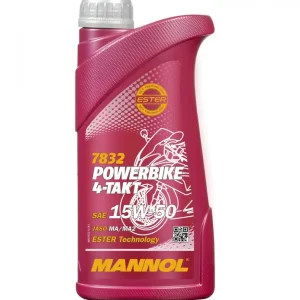 MANNOL motorový olej 4T MOTORBIKE 15W50 1L ESTER + MA2 polosyntetické (7832) (20) Vrácení Zdarma
