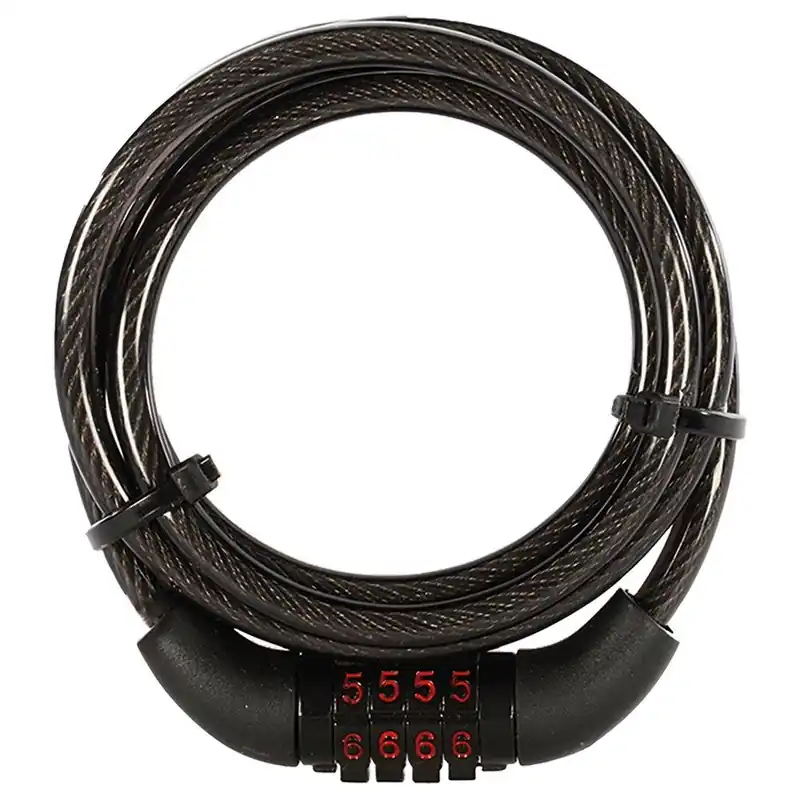 Finální Výprodej OXFORD ochrana proti krádeži (lanko) COMBI6 COMBINATION LOCK zámek na kód 6mm X 1500mm barva černá